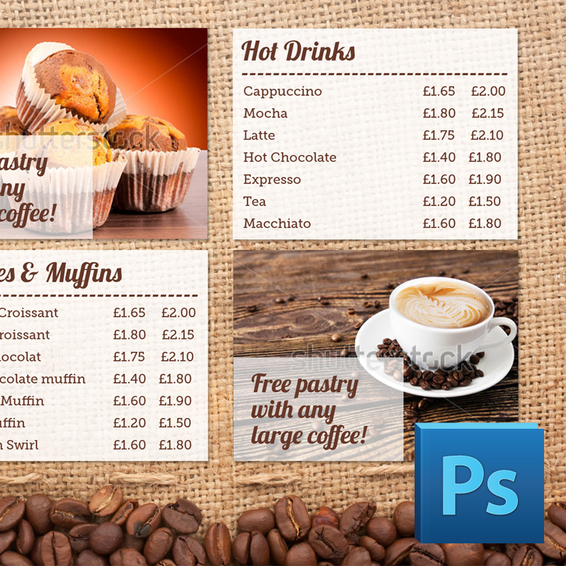 Coffee Shop Menu Board PSD Template Eclipse Digital Media